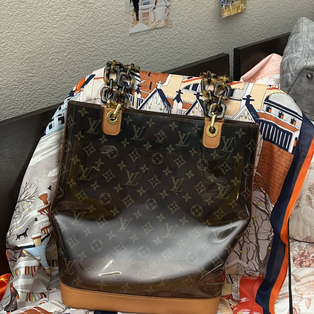 Louis Vuitton Transparent Monogram Tote with Brown Accents- used - Picture 2 of 12